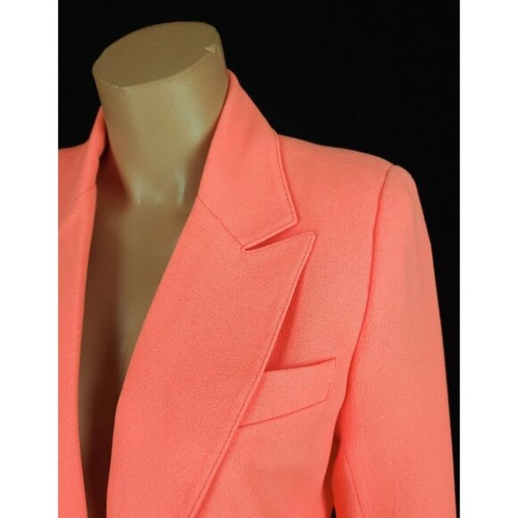 Smythe Tailored Blazer Size 4 Womens Neon Tangerine Jacket $795 - Picture 4 of 16